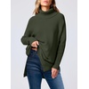 image:imageANRABESS Womens Oversized Turtleneck Batwing Sleeve Spilt Casual Loose Knit Tunic Pullover Sweater Tops 2026 Fall OutfitsForest
