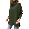 image:imageANRABESS Womens Oversized Turtleneck Batwing Sleeve Spilt Casual Loose Knit Tunic Pullover Sweater Tops 2026 Fall OutfitsForest