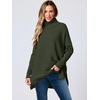 image:imageANRABESS Womens Oversized Turtleneck Batwing Sleeve Spilt Casual Loose Knit Tunic Pullover Sweater Tops 2026 Fall OutfitsForest