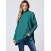 image:imageANRABESS Womens Oversized Turtleneck Batwing Sleeve Spilt Casual Loose Knit Tunic Pullover Sweater Tops 2026 Fall OutfitsGrass