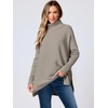 image:imageANRABESS Womens Oversized Turtleneck Batwing Sleeve Spilt Casual Loose Knit Tunic Pullover Sweater Tops 2026 Fall OutfitsGray