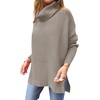 image:imageANRABESS Womens Oversized Turtleneck Batwing Sleeve Spilt Casual Loose Knit Tunic Pullover Sweater Tops 2026 Fall OutfitsGray