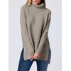 image:imageANRABESS Womens Oversized Turtleneck Batwing Sleeve Spilt Casual Loose Knit Tunic Pullover Sweater Tops 2026 Fall OutfitsGray