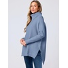 image:imageANRABESS Womens Oversized Turtleneck Batwing Sleeve Spilt Casual Loose Knit Tunic Pullover Sweater Tops 2026 Fall OutfitsGray Blue