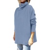 image:imageANRABESS Womens Oversized Turtleneck Batwing Sleeve Spilt Casual Loose Knit Tunic Pullover Sweater Tops 2026 Fall OutfitsGray Blue