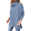image:imageANRABESS Womens Oversized Turtleneck Batwing Sleeve Spilt Casual Loose Knit Tunic Pullover Sweater Tops 2026 Fall OutfitsGray Blue