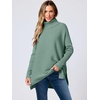 image:imageANRABESS Womens Oversized Turtleneck Batwing Sleeve Spilt Casual Loose Knit Tunic Pullover Sweater Tops 2026 Fall OutfitsGray Green
