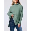 image:imageANRABESS Womens Oversized Turtleneck Batwing Sleeve Spilt Casual Loose Knit Tunic Pullover Sweater Tops 2026 Fall OutfitsGray Green