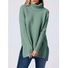 image:imageANRABESS Womens Oversized Turtleneck Batwing Sleeve Spilt Casual Loose Knit Tunic Pullover Sweater Tops 2026 Fall OutfitsGray Green