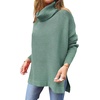 image:imageANRABESS Womens Oversized Turtleneck Batwing Sleeve Spilt Casual Loose Knit Tunic Pullover Sweater Tops 2026 Fall OutfitsGray Green