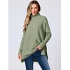 image:imageANRABESS Womens Oversized Turtleneck Batwing Sleeve Spilt Casual Loose Knit Tunic Pullover Sweater Tops 2026 Fall OutfitsGreen