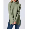 image:imageANRABESS Womens Oversized Turtleneck Batwing Sleeve Spilt Casual Loose Knit Tunic Pullover Sweater Tops 2026 Fall OutfitsGreen