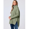 image:imageANRABESS Womens Oversized Turtleneck Batwing Sleeve Spilt Casual Loose Knit Tunic Pullover Sweater Tops 2026 Fall OutfitsGreen