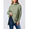 image:imageANRABESS Womens Oversized Turtleneck Batwing Sleeve Spilt Casual Loose Knit Tunic Pullover Sweater Tops 2026 Fall OutfitsGreen