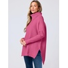 image:imageANRABESS Womens Oversized Turtleneck Batwing Sleeve Spilt Casual Loose Knit Tunic Pullover Sweater Tops 2026 Fall OutfitsHot Pink