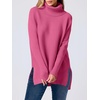 image:imageANRABESS Womens Oversized Turtleneck Batwing Sleeve Spilt Casual Loose Knit Tunic Pullover Sweater Tops 2026 Fall OutfitsHot Pink