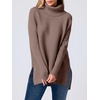 image:imageANRABESS Womens Oversized Turtleneck Batwing Sleeve Spilt Casual Loose Knit Tunic Pullover Sweater Tops 2026 Fall OutfitsLight Brown
