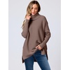 image:imageANRABESS Womens Oversized Turtleneck Batwing Sleeve Spilt Casual Loose Knit Tunic Pullover Sweater Tops 2026 Fall OutfitsLight Brown