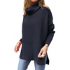 image:imageANRABESS Womens Oversized Turtleneck Batwing Sleeve Spilt Casual Loose Knit Tunic Pullover Sweater Tops 2026 Fall OutfitsNavy Blue