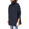 image:imageANRABESS Womens Oversized Turtleneck Batwing Sleeve Spilt Casual Loose Knit Tunic Pullover Sweater Tops 2026 Fall OutfitsNavy Blue