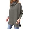 image:imageANRABESS Womens Oversized Turtleneck Batwing Sleeve Spilt Casual Loose Knit Tunic Pullover Sweater Tops 2026 Fall OutfitsOlive