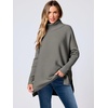 image:imageANRABESS Womens Oversized Turtleneck Batwing Sleeve Spilt Casual Loose Knit Tunic Pullover Sweater Tops 2026 Fall OutfitsOlive