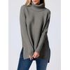 image:imageANRABESS Womens Oversized Turtleneck Batwing Sleeve Spilt Casual Loose Knit Tunic Pullover Sweater Tops 2026 Fall OutfitsOlive