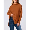 image:imageANRABESS Womens Oversized Turtleneck Batwing Sleeve Spilt Casual Loose Knit Tunic Pullover Sweater Tops 2026 Fall OutfitsOrange Rust