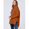 image:imageANRABESS Womens Oversized Turtleneck Batwing Sleeve Spilt Casual Loose Knit Tunic Pullover Sweater Tops 2026 Fall OutfitsOrange Rust