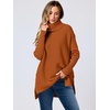 image:imageANRABESS Womens Oversized Turtleneck Batwing Sleeve Spilt Casual Loose Knit Tunic Pullover Sweater Tops 2026 Fall OutfitsOrange Rust
