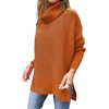 image:imageANRABESS Womens Oversized Turtleneck Batwing Sleeve Spilt Casual Loose Knit Tunic Pullover Sweater Tops 2026 Fall OutfitsOrange Rust