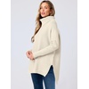 image:imageANRABESS Womens Oversized Turtleneck Batwing Sleeve Spilt Casual Loose Knit Tunic Pullover Sweater Tops 2026 Fall OutfitsParchment Apricot