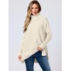 image:imageANRABESS Womens Oversized Turtleneck Batwing Sleeve Spilt Casual Loose Knit Tunic Pullover Sweater Tops 2026 Fall OutfitsParchment Apricot
