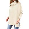 image:imageANRABESS Womens Oversized Turtleneck Batwing Sleeve Spilt Casual Loose Knit Tunic Pullover Sweater Tops 2026 Fall OutfitsParchment Apricot
