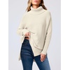 image:imageANRABESS Womens Oversized Turtleneck Batwing Sleeve Spilt Casual Loose Knit Tunic Pullover Sweater Tops 2026 Fall OutfitsParchment Apricot