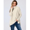 image:imageANRABESS Womens Oversized Turtleneck Batwing Sleeve Spilt Casual Loose Knit Tunic Pullover Sweater Tops 2026 Fall OutfitsParchment Apricot