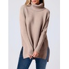 image:imageANRABESS Womens Oversized Turtleneck Batwing Sleeve Spilt Casual Loose Knit Tunic Pullover Sweater Tops 2026 Fall OutfitsPeach Brown Khaki