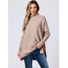 image:imageANRABESS Womens Oversized Turtleneck Batwing Sleeve Spilt Casual Loose Knit Tunic Pullover Sweater Tops 2026 Fall OutfitsPeach Brown Khaki