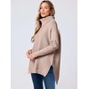 image:imageANRABESS Womens Oversized Turtleneck Batwing Sleeve Spilt Casual Loose Knit Tunic Pullover Sweater Tops 2026 Fall OutfitsPeach Brown Khaki