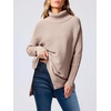 image:imageANRABESS Womens Oversized Turtleneck Batwing Sleeve Spilt Casual Loose Knit Tunic Pullover Sweater Tops 2026 Fall OutfitsPeach Brown Khaki