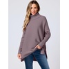 image:imageANRABESS Womens Oversized Turtleneck Batwing Sleeve Spilt Casual Loose Knit Tunic Pullover Sweater Tops 2026 Fall OutfitsPurple