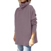 image:imageANRABESS Womens Oversized Turtleneck Batwing Sleeve Spilt Casual Loose Knit Tunic Pullover Sweater Tops 2026 Fall OutfitsPurple