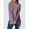 image:imageANRABESS Womens Oversized Turtleneck Batwing Sleeve Spilt Casual Loose Knit Tunic Pullover Sweater Tops 2026 Fall OutfitsPurple