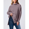 image:imageANRABESS Womens Oversized Turtleneck Batwing Sleeve Spilt Casual Loose Knit Tunic Pullover Sweater Tops 2026 Fall OutfitsPurple