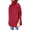 image:imageANRABESS Womens Oversized Turtleneck Batwing Sleeve Spilt Casual Loose Knit Tunic Pullover Sweater Tops 2026 Fall OutfitsRed