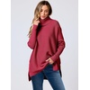 image:imageANRABESS Womens Oversized Turtleneck Batwing Sleeve Spilt Casual Loose Knit Tunic Pullover Sweater Tops 2026 Fall OutfitsRed
