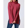image:imageANRABESS Womens Oversized Turtleneck Batwing Sleeve Spilt Casual Loose Knit Tunic Pullover Sweater Tops 2026 Fall OutfitsRed