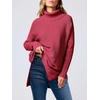image:imageANRABESS Womens Oversized Turtleneck Batwing Sleeve Spilt Casual Loose Knit Tunic Pullover Sweater Tops 2026 Fall OutfitsRed