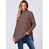 image:imageANRABESS Womens Oversized Turtleneck Batwing Sleeve Spilt Casual Loose Knit Tunic Pullover Sweater Tops 2026 Fall OutfitsRose