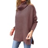 image:imageANRABESS Womens Oversized Turtleneck Batwing Sleeve Spilt Casual Loose Knit Tunic Pullover Sweater Tops 2026 Fall OutfitsRose